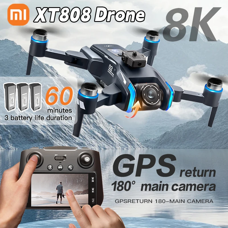 Xiaomi XT808 GPS Drone 4K professionnel HD double caméra Dron moteur sans brosse 5G WIFI FPV pliable RC quadrirotor hélicoptère jouets