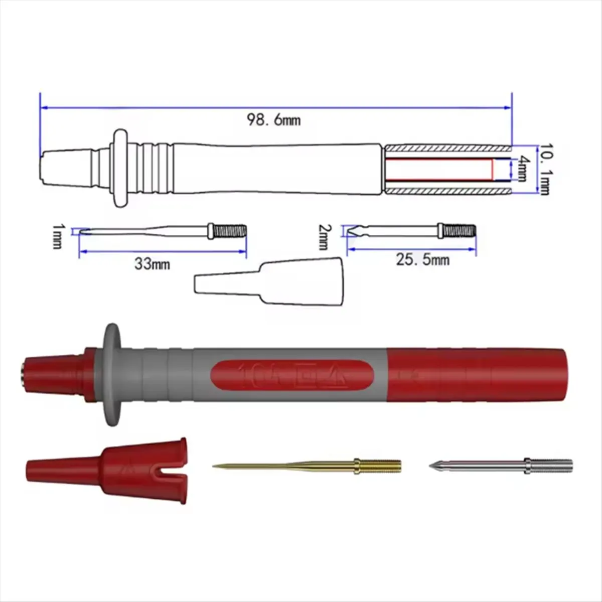 ABYA 1 Set 2pcs Multimeter Test Probe Replaceable Needle Multi-Purpose Test Pen J.30013A