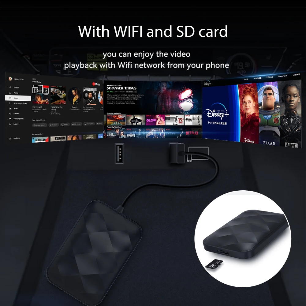 XUDA Android14 Wireless CarPlay/Android Auto 3in1 NEW CarPlay Ai Box  4Cores 4GB RAM+64GB ROM Plug and Play Stable Transmission image 5