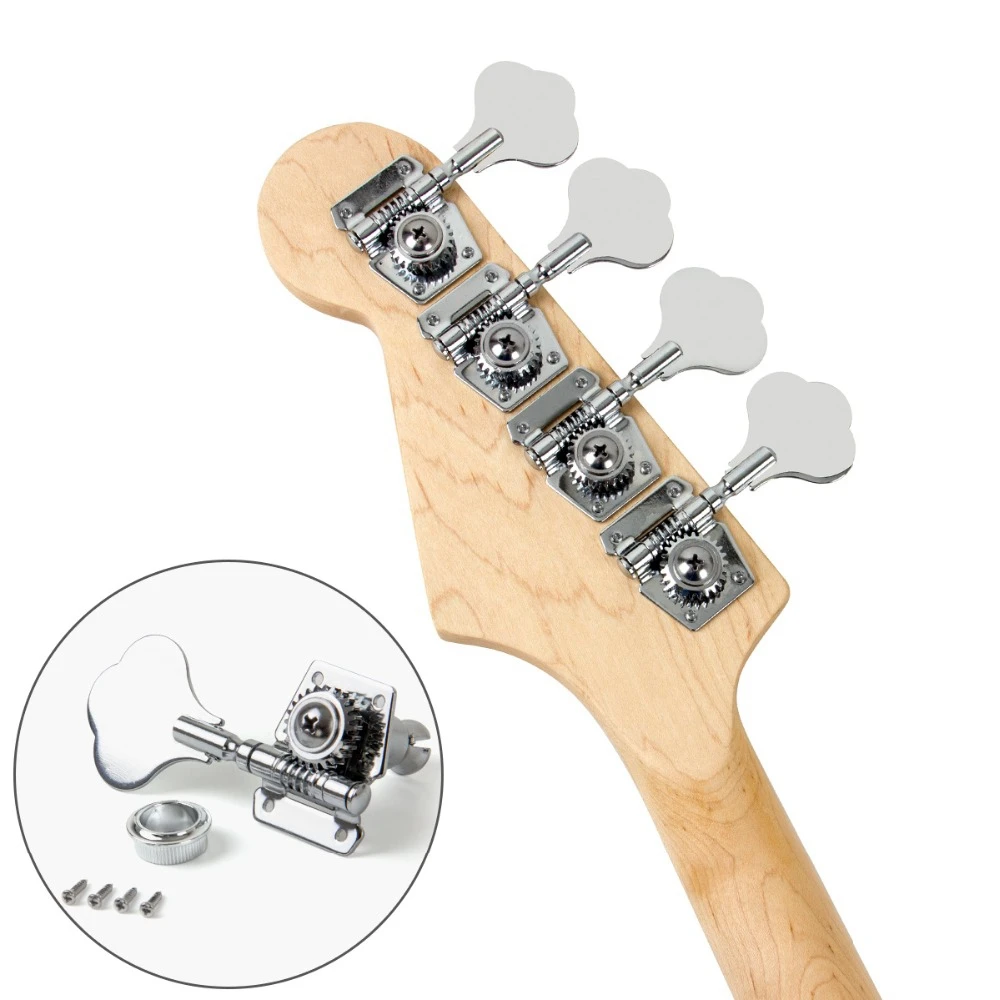 4Pcs Guitar Tuning Pegs Electric Bass Tuner Peg Guitar Open Gear Tuning Pegs Machine Heads for Fender Jazz Bass Guitar Silver