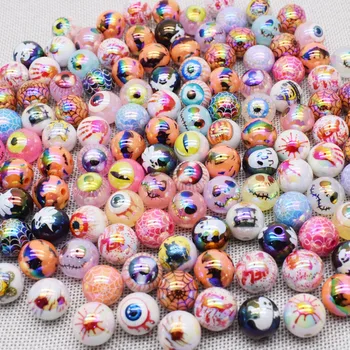 주얼리 제작용 다채로운 해골 느슨한 스페이서 비즈, 아크릴 비즈, 할로윈 컬러, DIY 팔찌 목걸이, 16mm, 10 개/백