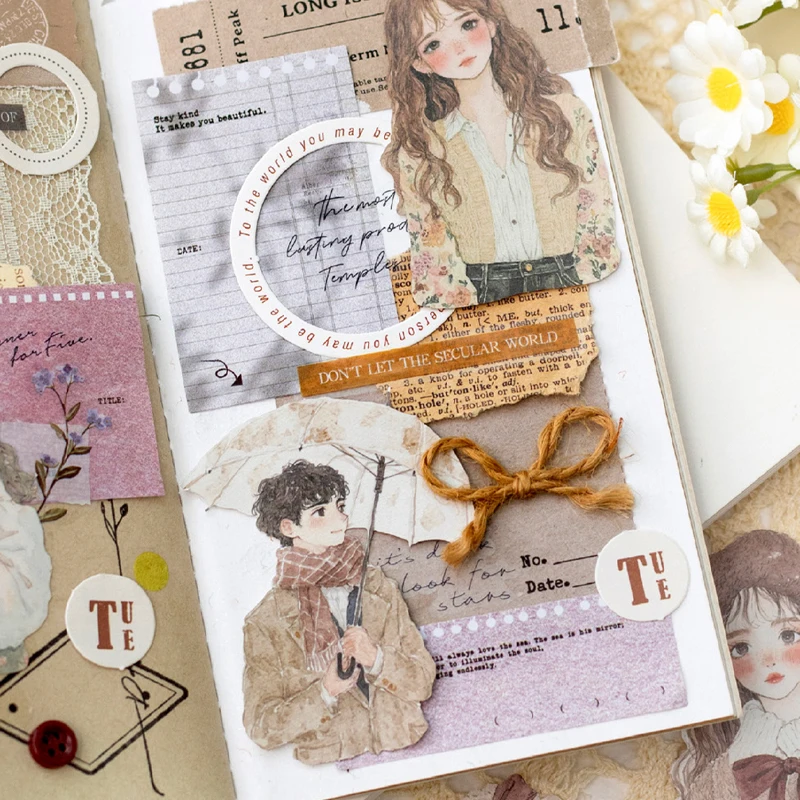 Mr. Paper 100Pcs/bag Winter Prelude Series Character Boxed Stickers DIY Handbook Material Decorative Stickers