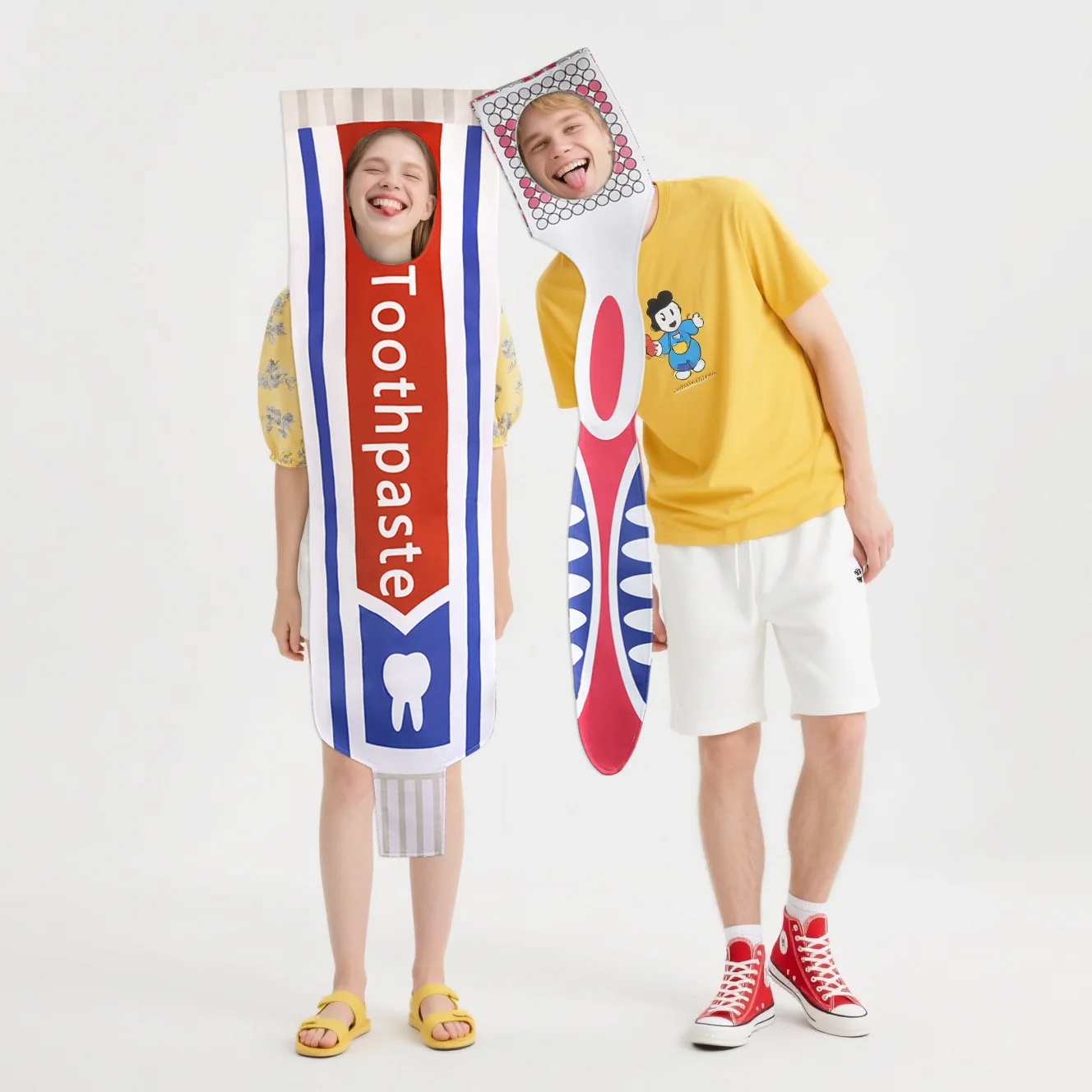 Foreign Trade Toothbrush Toothpaste Couple Cosplay Costume Halloween Funny Role Play Outfit for Men Women Party In Stock Set