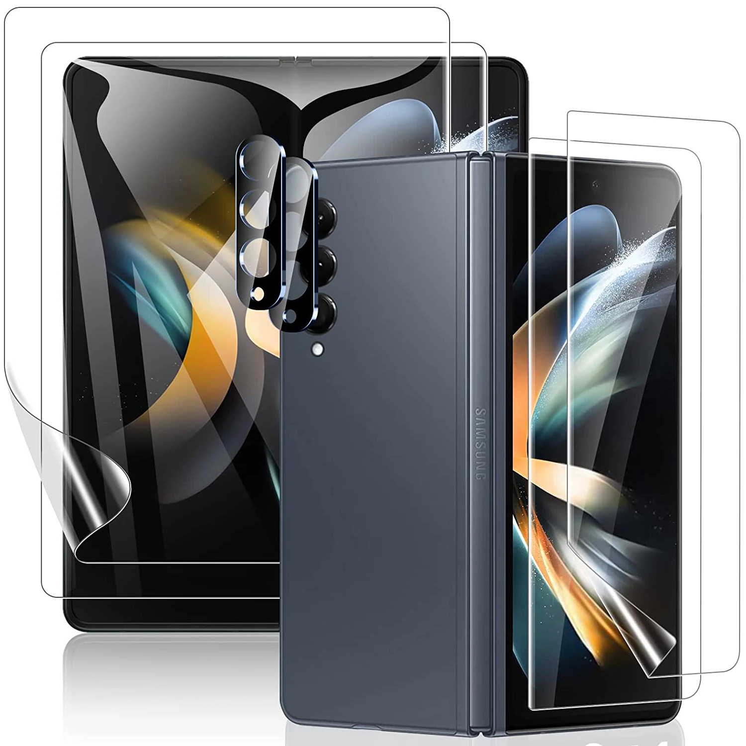 for Samsung Galaxy Z Fold Flip 4/3 Screen Protector, Inner+ Front TPU Screen Protector + Tempered Glass Camera Lens Protector