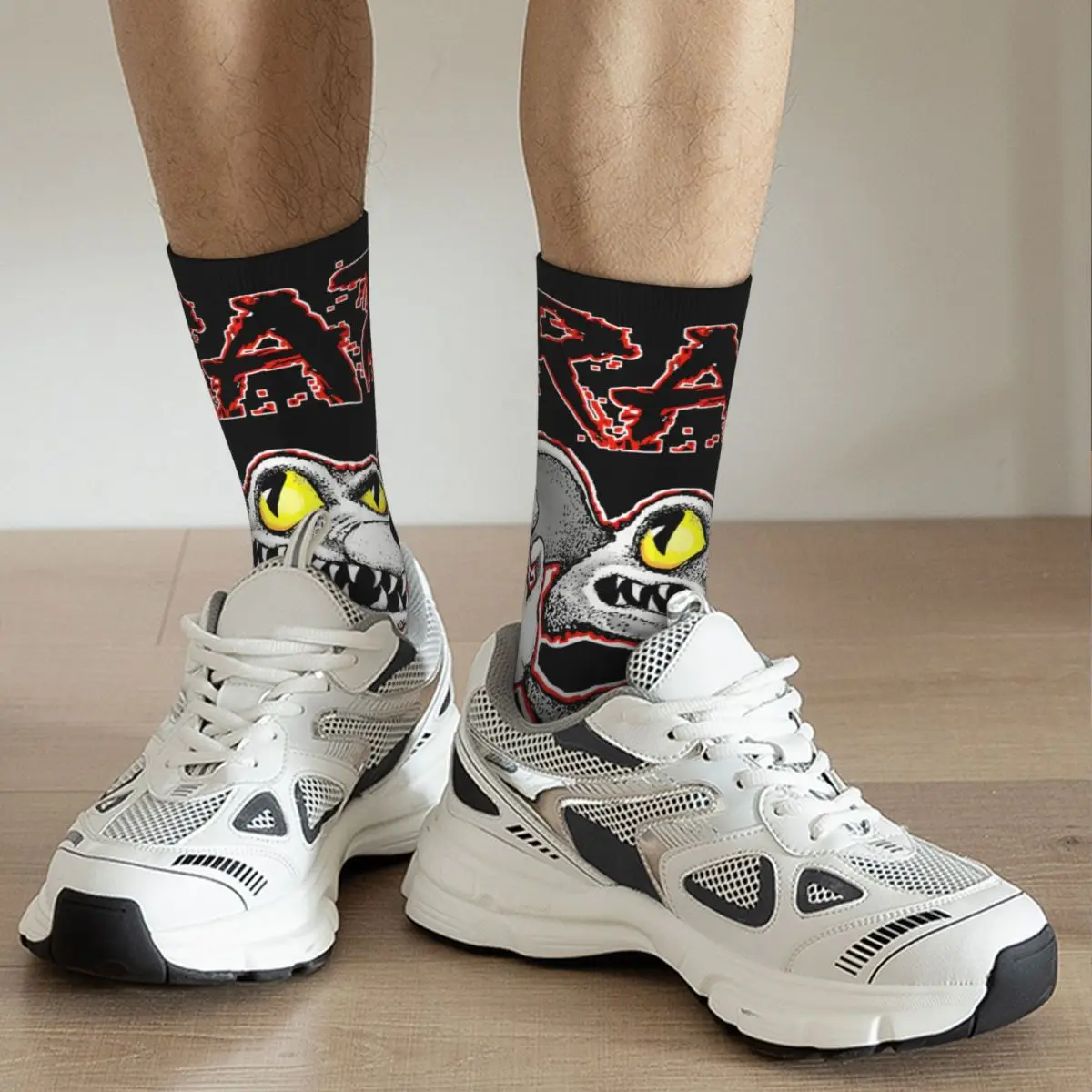 Men's Rat Mouse Crazy Socks, Contos do Rat Fink Filme de desenhos animados, Impresso sem costura, Engraçado Novidade Crew Sock, Presente unisex para meninos