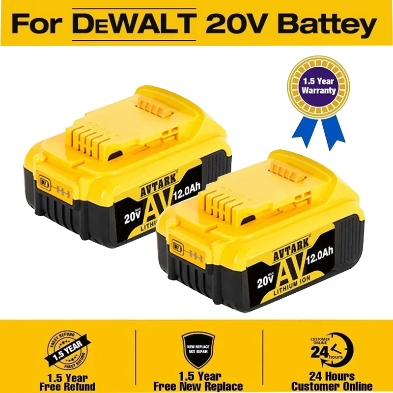 

New Upgrade 20V 8000mAh DCB200 Replaceable Li-ion Battery Compatible for Dewalt 18 Volt MAX Power Tools 18650 Lithium Batteries