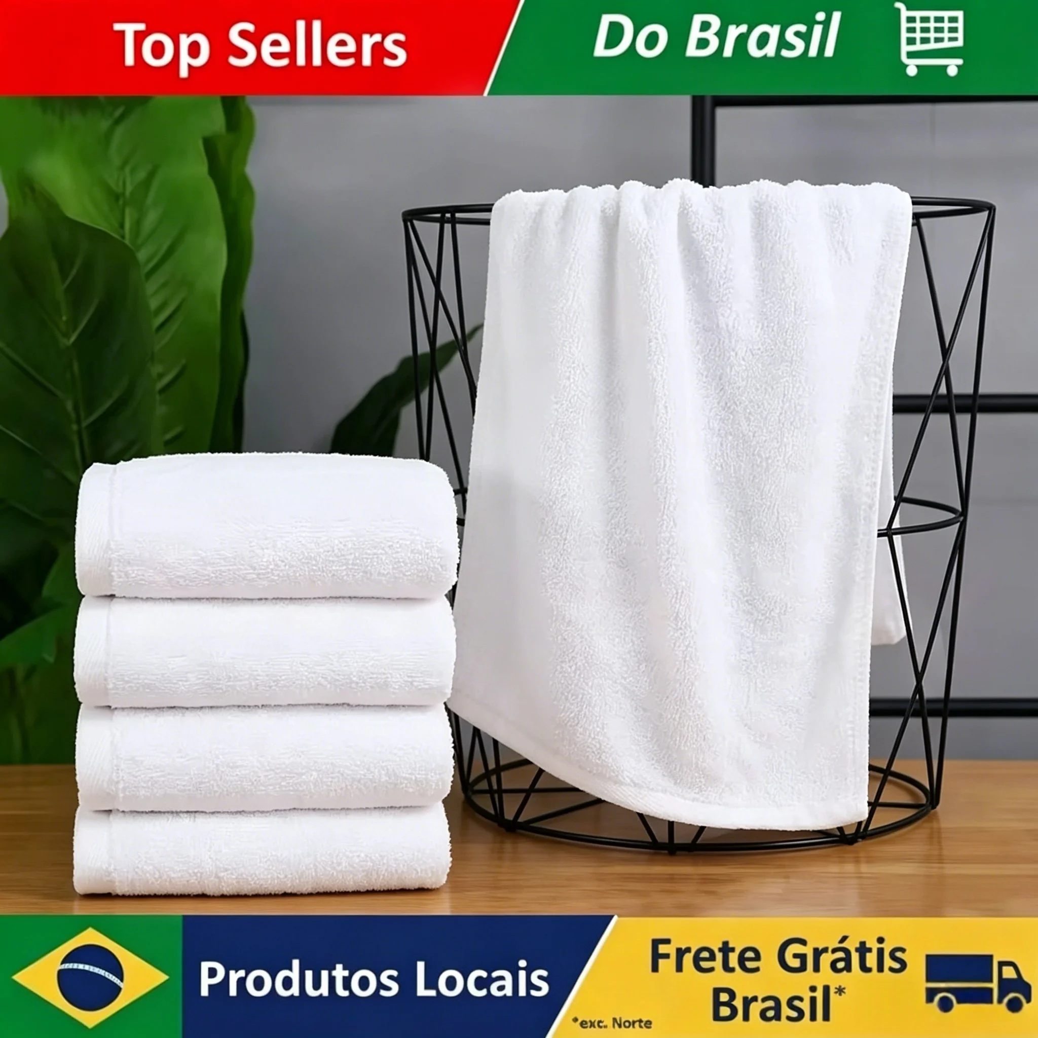 Pacote Familiar de Toalhas de Banho Brancas 100% Algodão 35x70cm, Toalhas Grossas e Pesadas para Esporte, Viagem, Academia, Uso para Rosto e Mãos