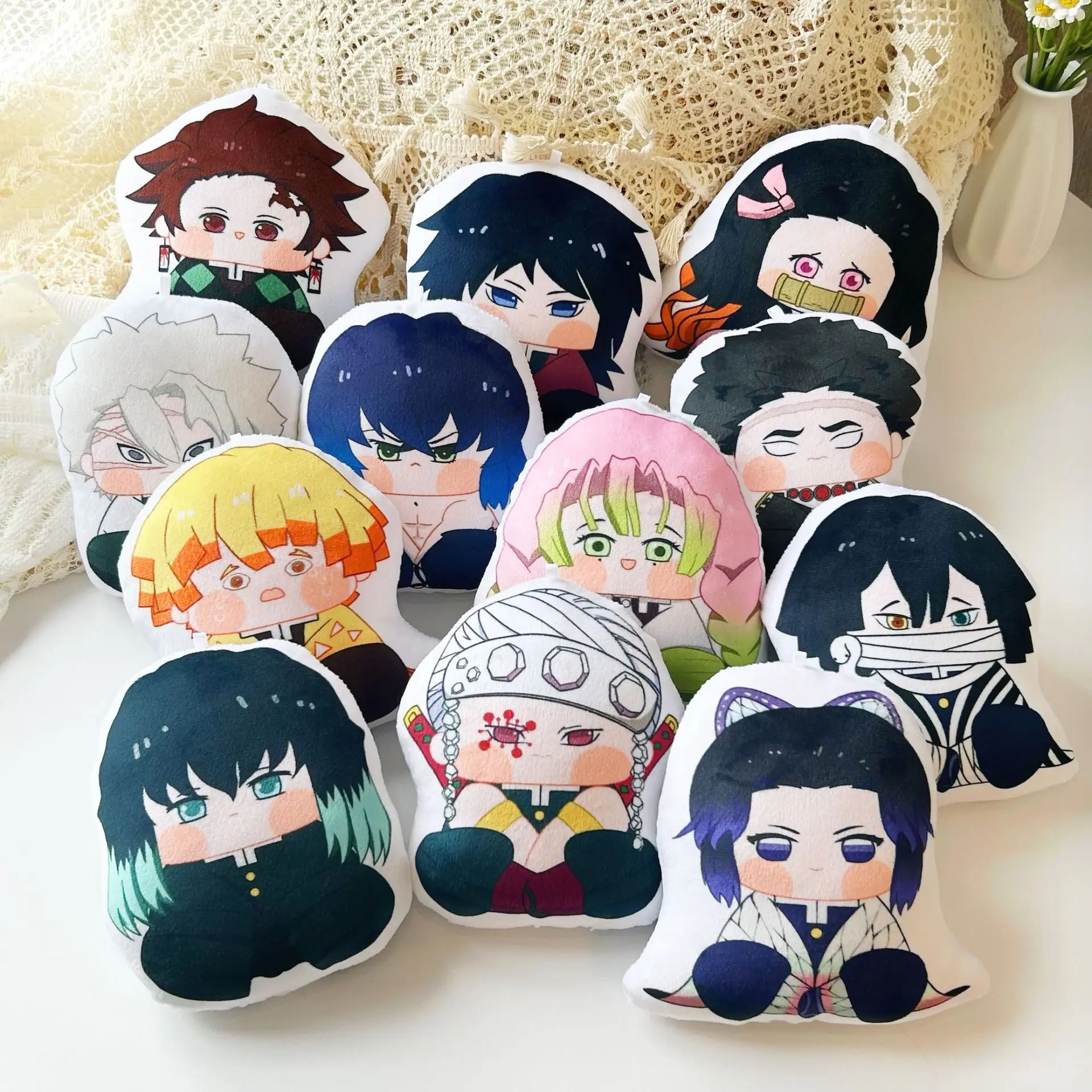 15/45cm Demon Slayer Plush Toys Cute Soft Stuffed Akaza Rui Iguro Obanai Tanjirou Kamado Dolls For Kid Birthday Christmas Gift