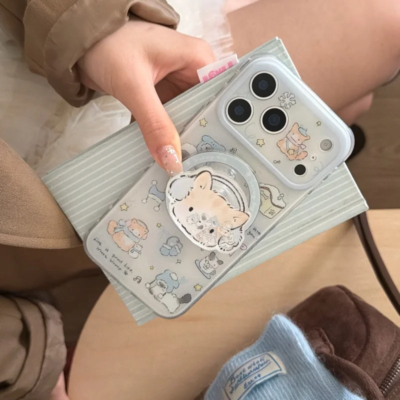 الكورية لطيف الكرتون القط قوس المغناطيسي قضية الهاتف آيفون 17 برو 16 14 15 برو ماكس الحالات مع حامل Magsafe Kawaii 16 Funda #3