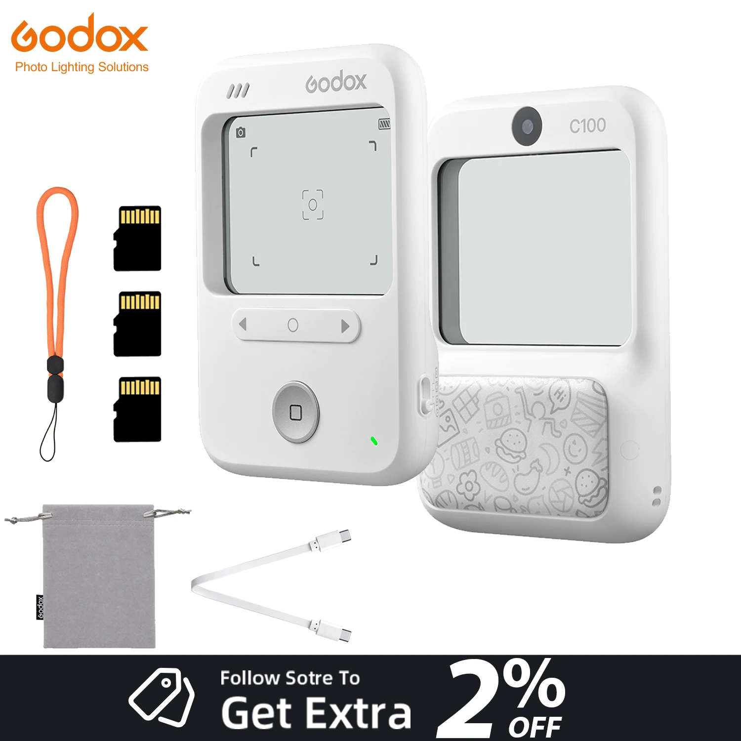 Photography Lighting Godox - ゴドックス C100 ビューファインダーカメラ ミニCCD 透明ポケットカム フィルムライトメーター