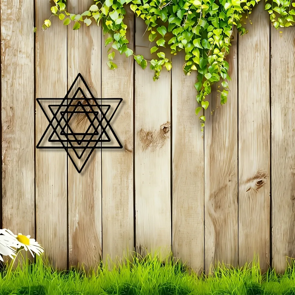 CIFBUY Metal Wall Art Iron Star of David Jewish Symbol Decor Minimalist Modern 2D Flat Sculpture for Living Room Bedroom Office view 6