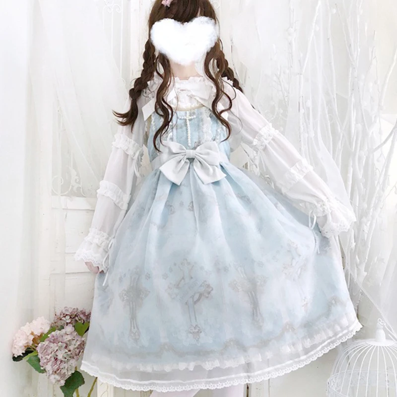 レトロバブルスリーブシャツ女性夏クリームロリータ半袖シフォンボトリングシャツとトップ蝶ネクタイは取り外し可能