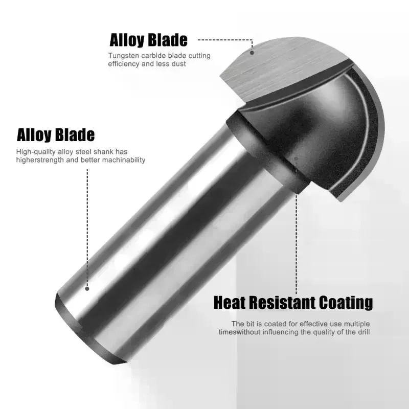 Round-Bottomed Router Bit, Semi-Circular Slotting Cutter, Round-bottom Engraving Cutter, Semi-Circular Face Milling Cutter