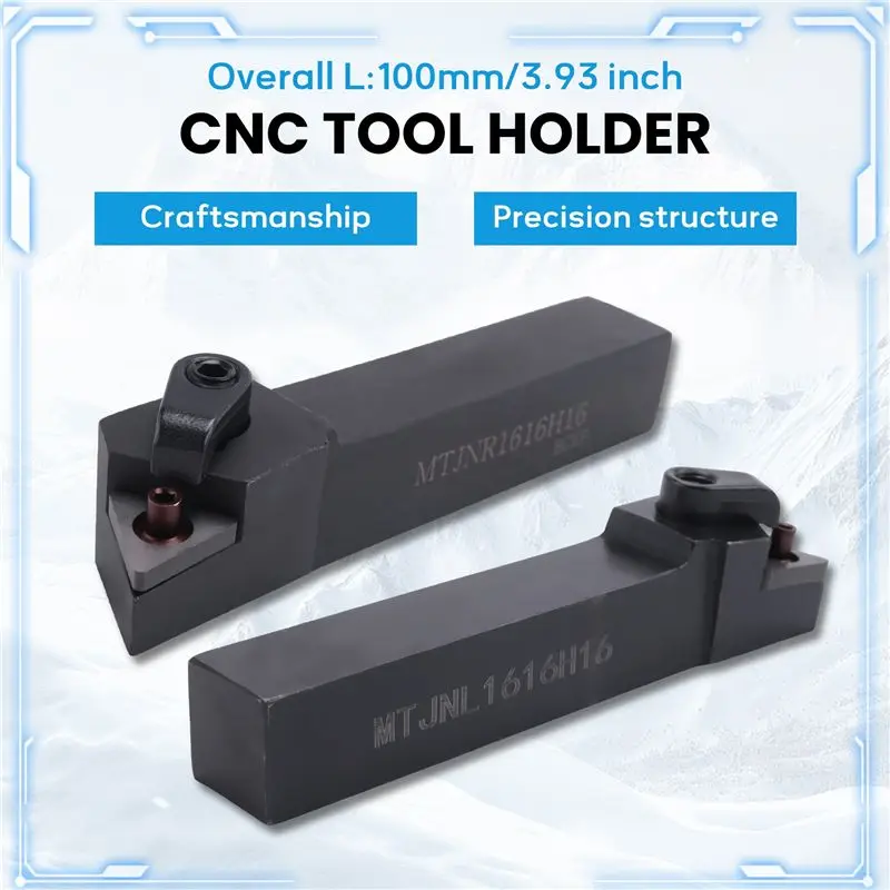 A01F-2Pcs Mtjnl1616h16 Mtjnr1616h16 Lathe Turning Tool Holder 16X100mm For Tnmg Insert Kit 4 Wrench+2 Boring Bar Set