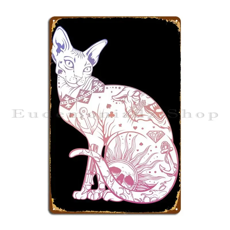 Sphynx Cat Kitten Wicca Metal Plaque Printing Create Cinema Pub Mural Tin Sign Poster