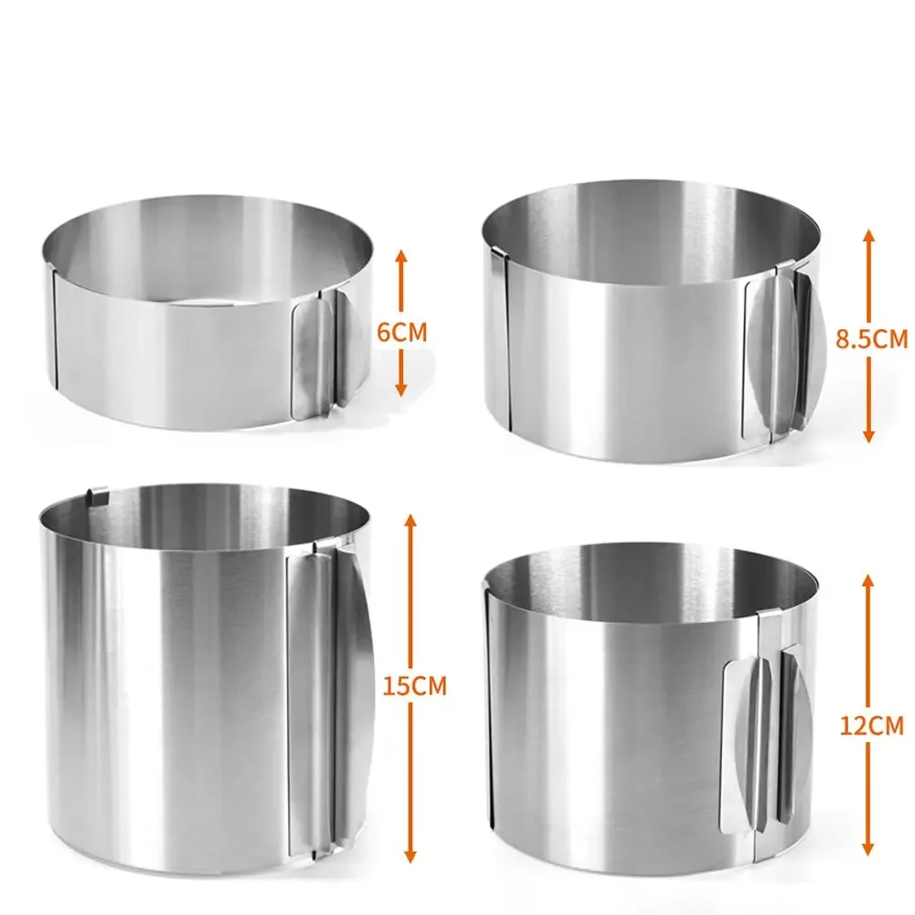 1Pc Adjustable Stainless Steel Cake Mold Ring - 6 to 12 Inch for Perfect Cakes - Kitchen Baking Supplies & Dessert Rings