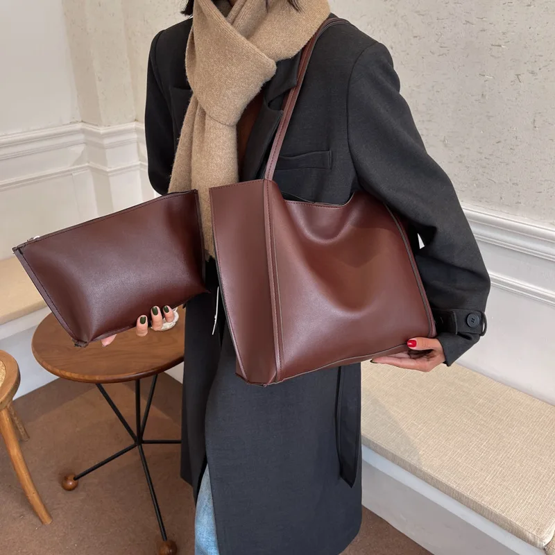 

Large Capacity Shoulder Bag Trendy Pu Leather Tote Bags Solid Color Ladies Handbag Women's Fashion Underarm bags