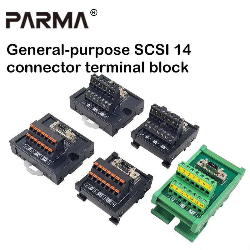 SCSI14 adapter board, SCSI14 terminal block, SCSI-14P non-soldering terminals, MDR connector, CN14 connection line