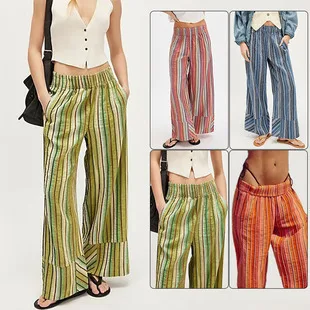 

2025 Striped Wide Leg Pants for Women New Casual High Waisted Trousers for Women Harajuku Style