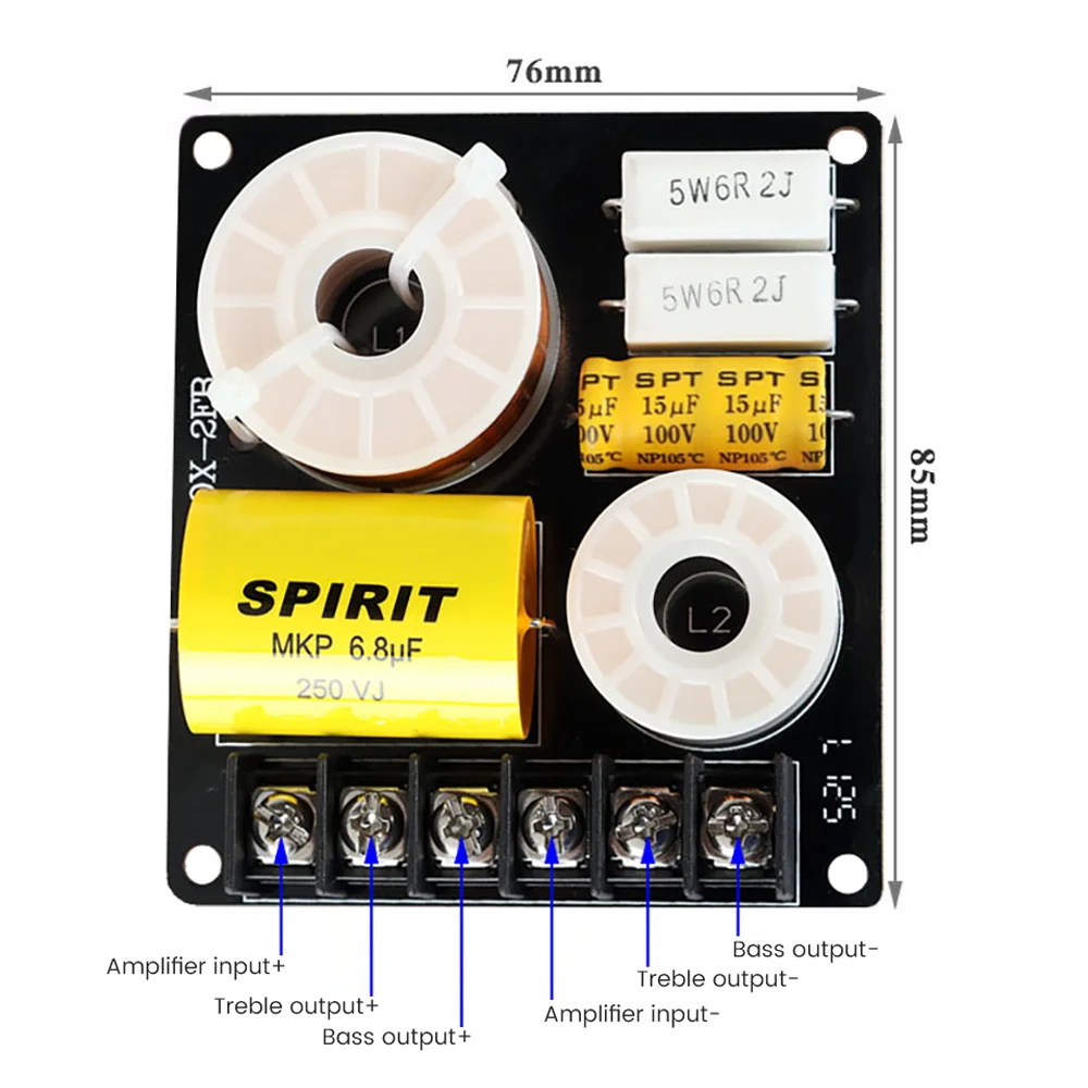 100W Crossover 2 Way Tweeter Bass Audio Sound Amplifier Speaker Frequency Divider Filter Home Theater 2 Way Crossover