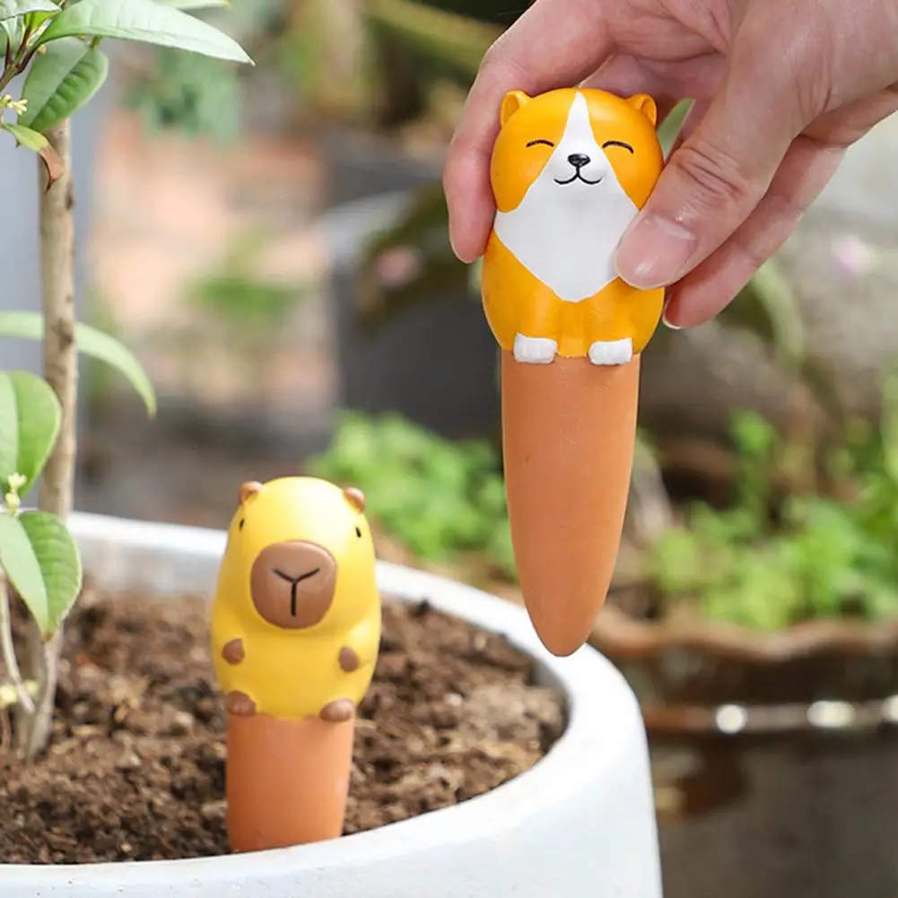 4 Pcs Set Plant Watering Spikes Cute Animal Self Watering Stakes Automatic Slow Release Clay Watering Tool view 3