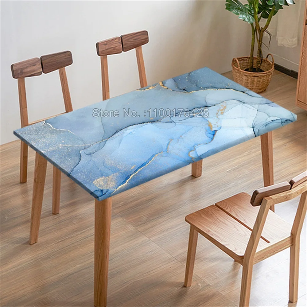 Abstract Gold-plated Rectangle Tablecloth Restaurant Dining Table Edge Digital Printed Fabric Table Cover