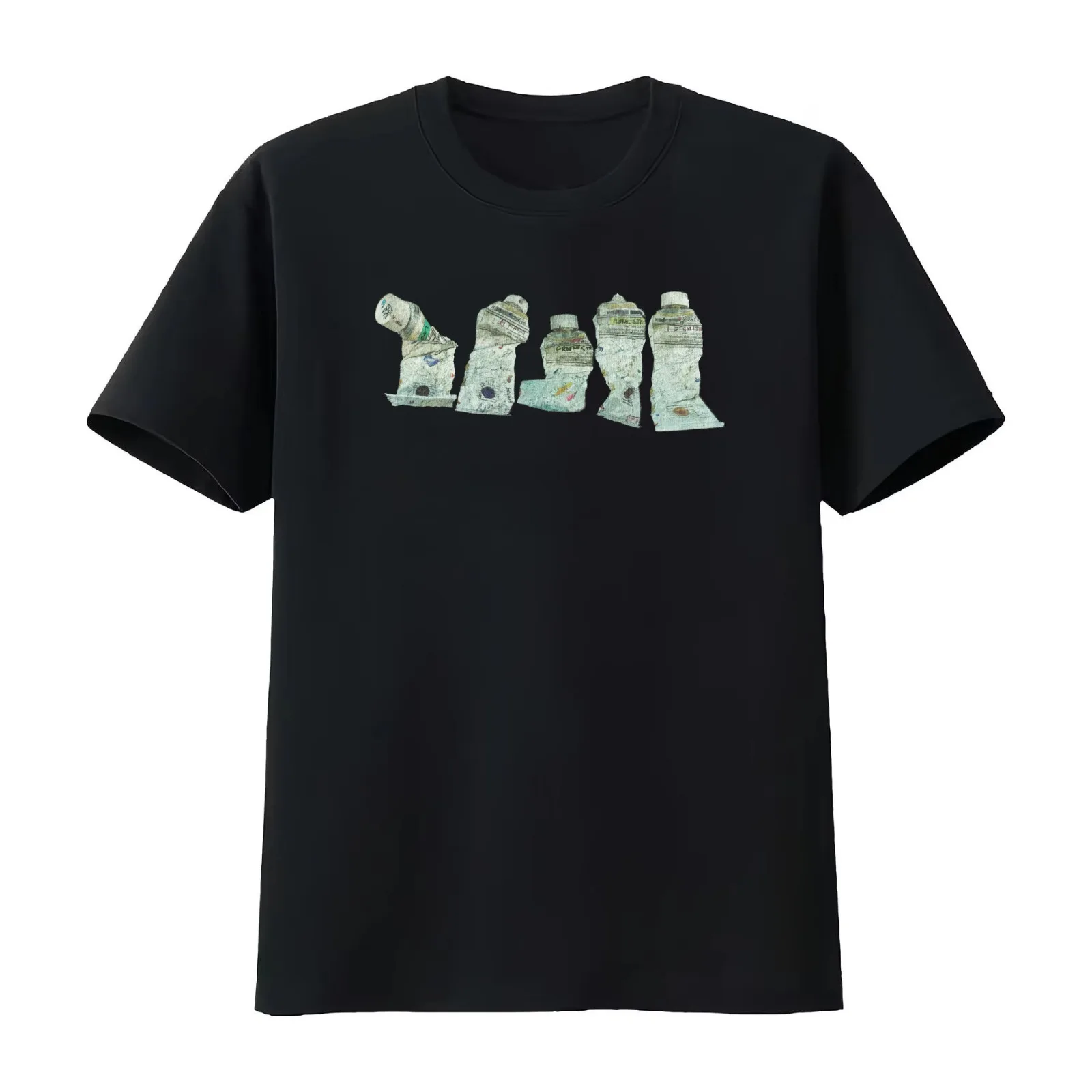 Oil Paint Tubes 4 T-Shirt Summer Casual Cotton Tee Oversized Streetwear Tops Vintage Graphic Print Loose Fit Short Sleeve