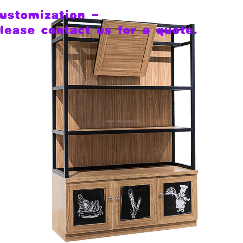 

custom.Heavy Duty Single-Sided Wood Bakery Display Shelf New Design Bread Showcase Store and Supermarket Rack