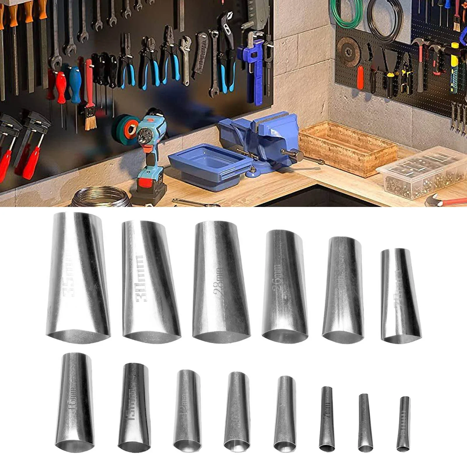 Sealant Finishing Tool Caulking Tips Caulking Nozzle Caulking Finisher Silver Stainless Steel 14pcs Caulk Applicator Garden