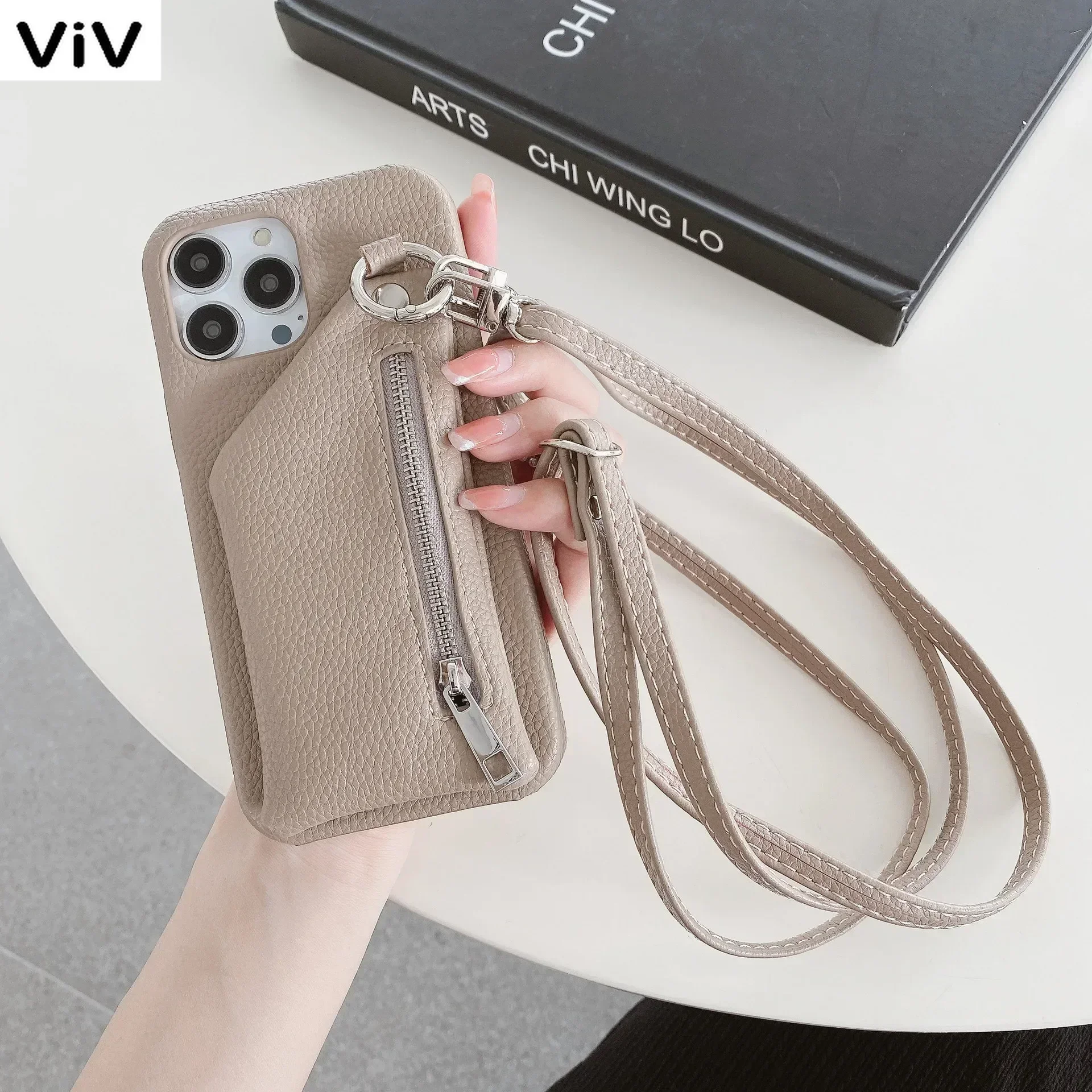 Zipper Wallet Crossbody Lanyard Phone Case For iPhone 16 Plus 15 14 Pro Max 13 12 11 XS XR Card Pocket Coin Purse Leather Cover