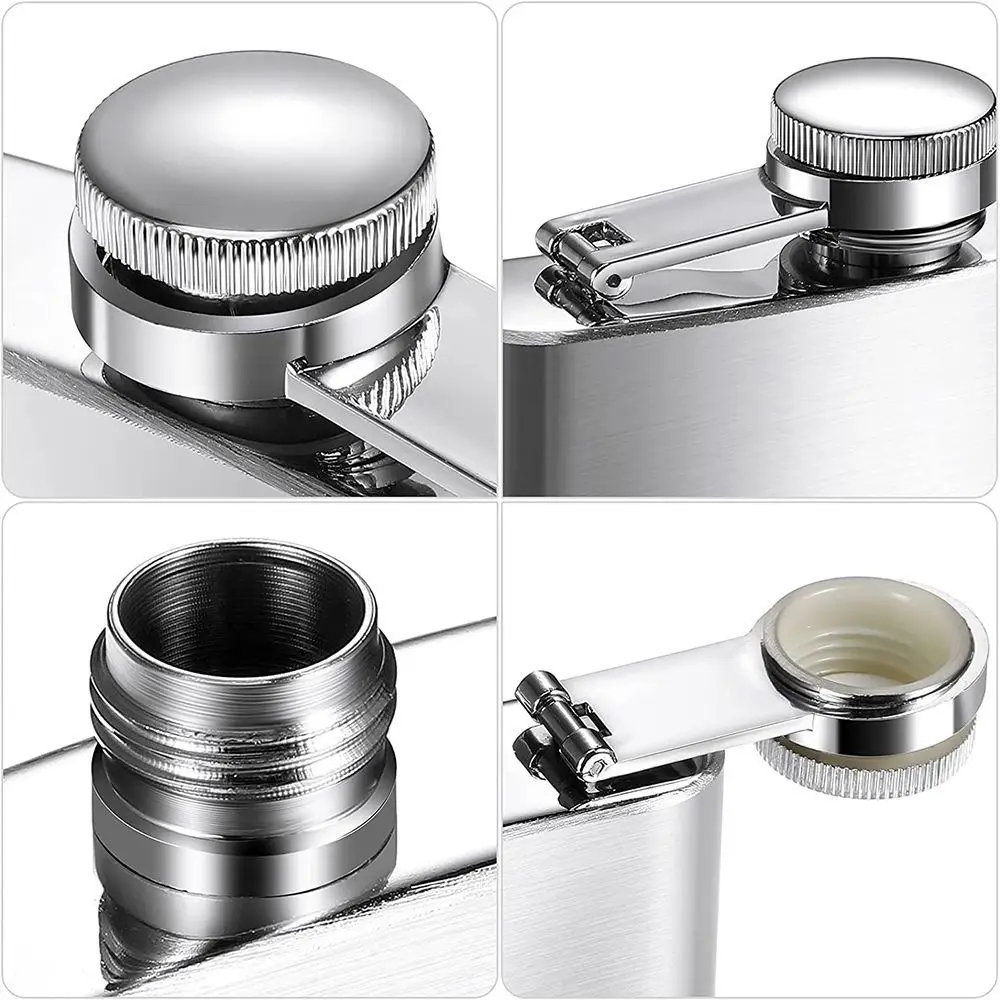 High Quality Stainless Steel Hip Flask Portable Container Whisky Flagon Convenient Leakproof Drinking Bottle Outdoor