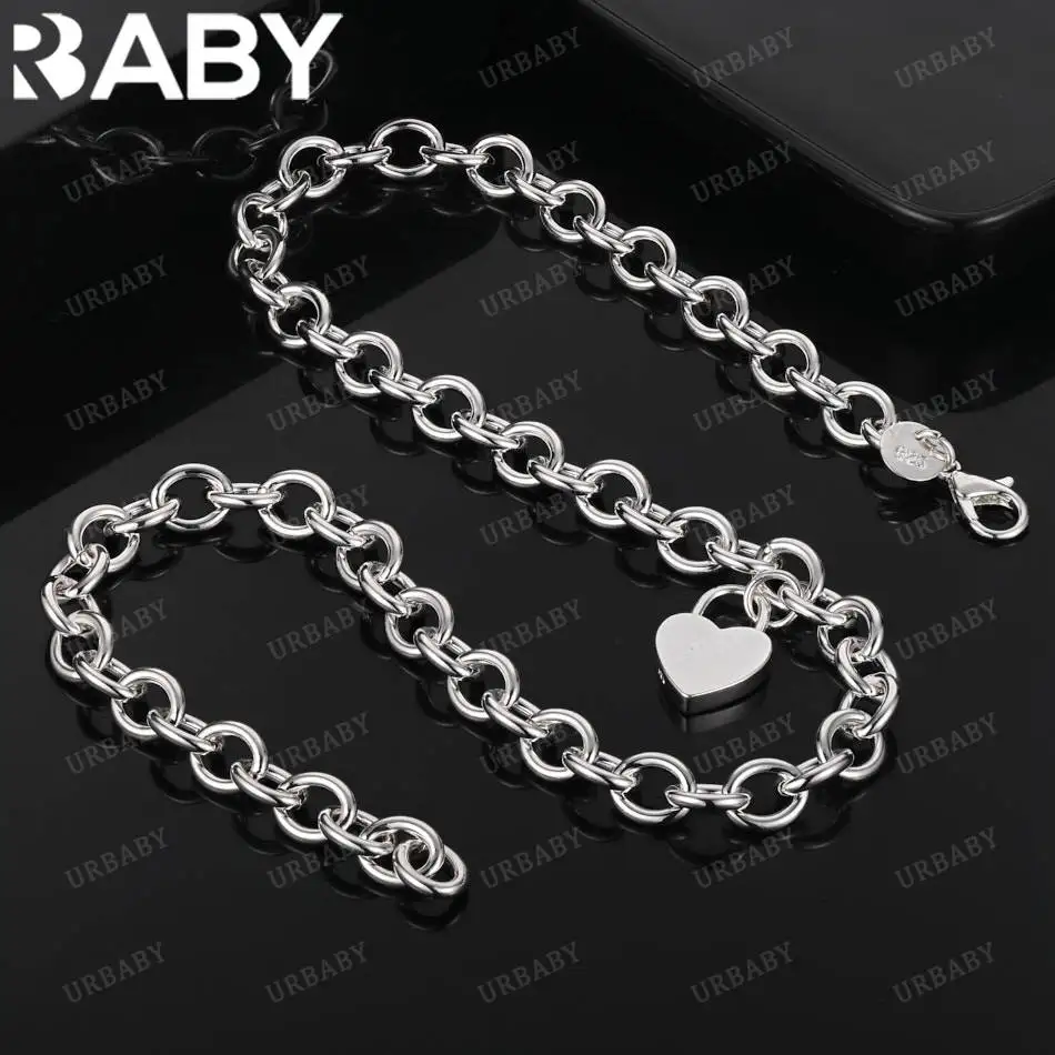 

URBABY стерлингового серебра 925 пробы 45 см ожерелье с подвеской «Любовь» для женщин, подарки для творчества, уличная универсальная вечеринка и повседневная одежда