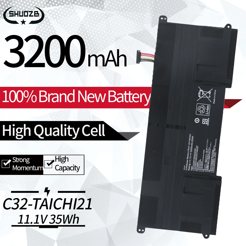 

Новый аккумулятор для ноутбука C32-TAICHI21 для ультрабука ASUS TAICHI21 TAICHI 21 C32-TAICHI21 11,1 В 35 Втч 3200 мАч Бесплатные инструменты