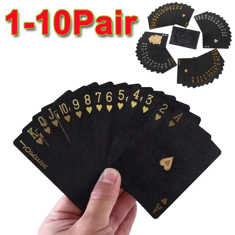 Black Rose Deck Poker Cards Frosted Waterproof Plastic Playing Cards Texas Poker Collection Commemorative Practical Party Gift