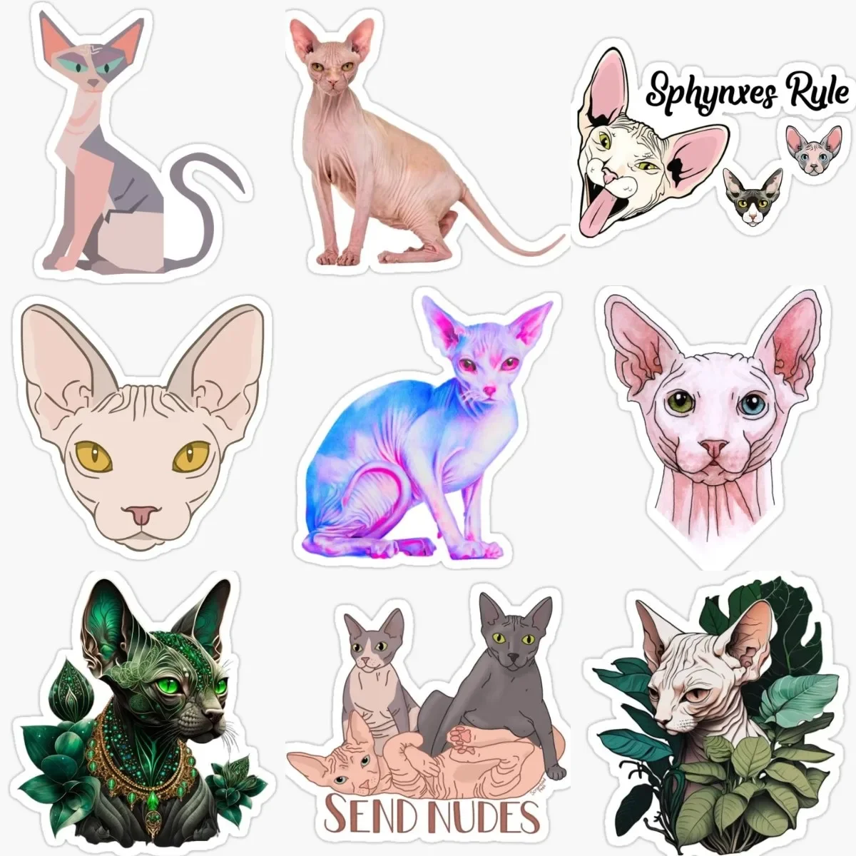 

Sphynx Cat Creative PVC Stickers Accessories for Decorate Car Van Wall Fridge Table Motorcycle Off-road Helmet Camper Bumper