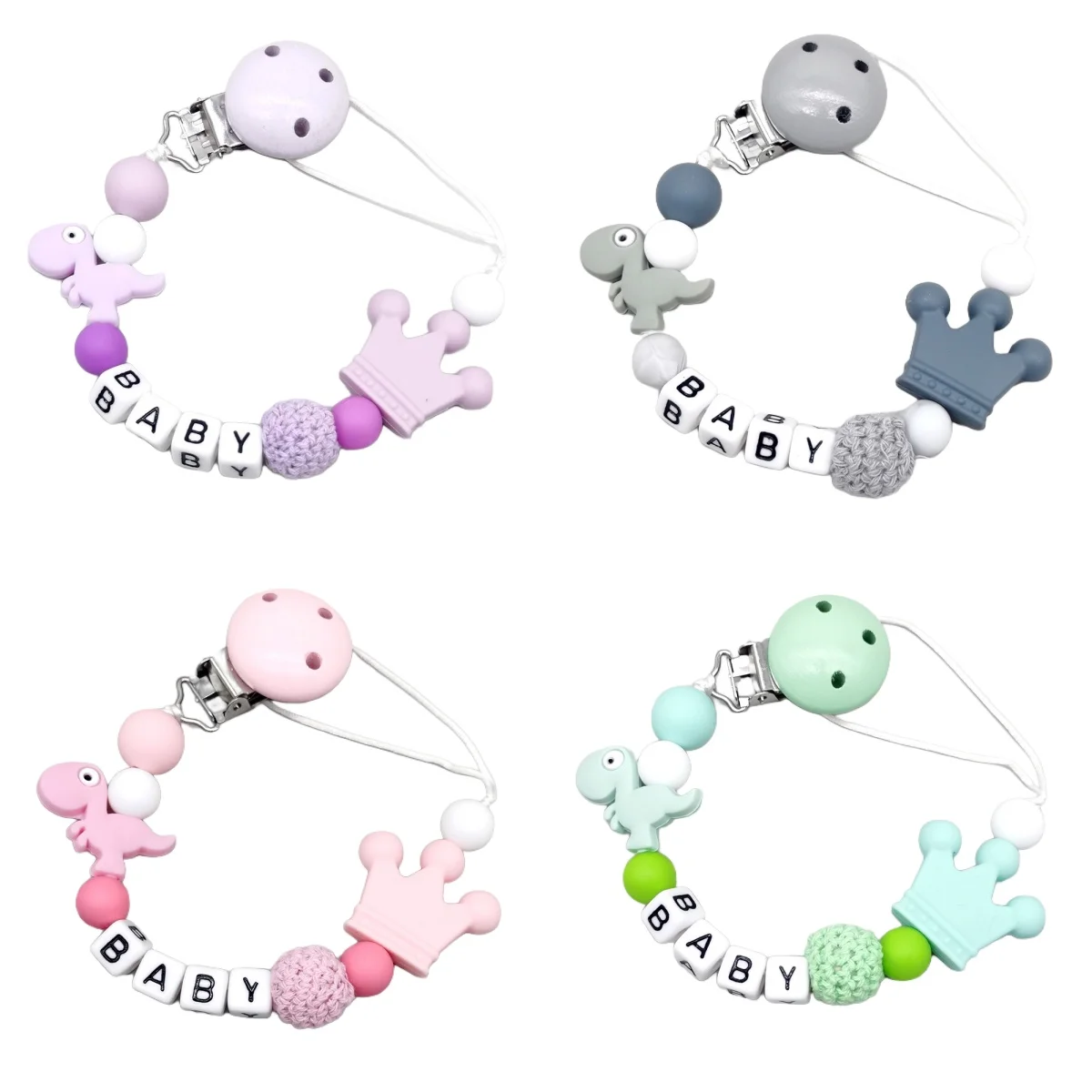 Flower Silicone Baby Pacifier Clip Chain BPA Free Teething Toy Newborn Dummy Nipple Clips Soother Pendant for Infants