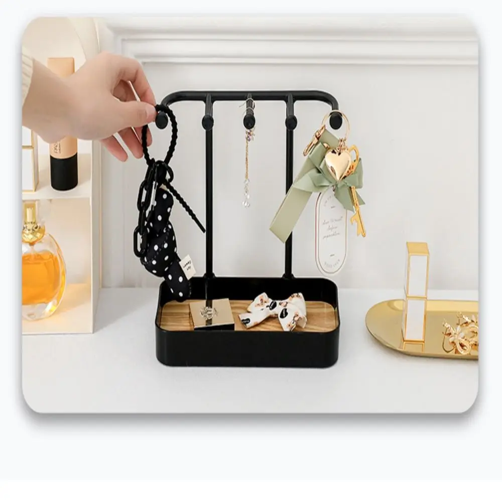 

Creative Wooden Jewelry Storage Rack PP with Storage Box Base Earrings Display Rack Desk Supplies Organizers Ring