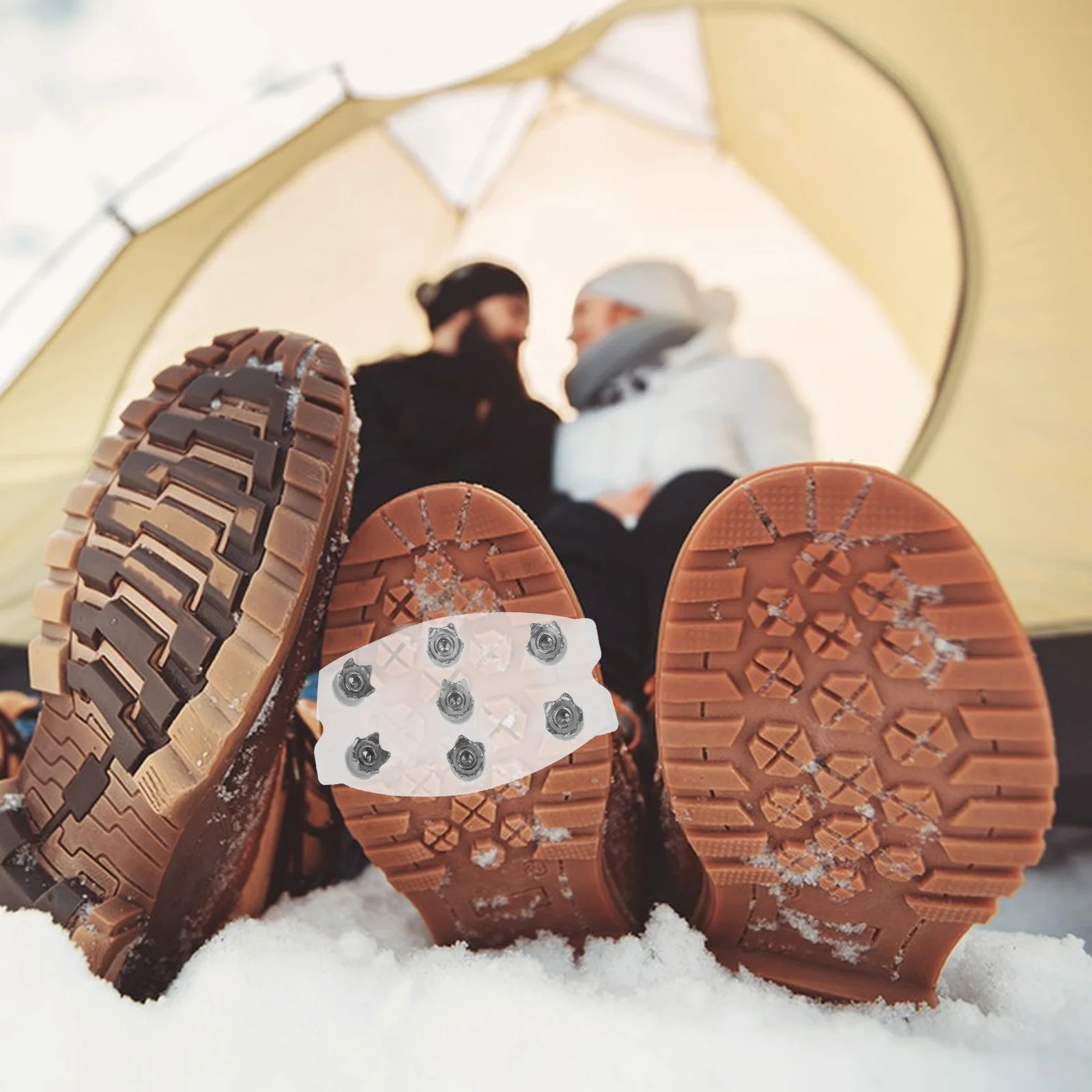 

2 Pairs Anti-Slip Shoe Covers Ice Cleats For Boots Durable Lightweight Elastic Fit For Snow Hiking Climbing Outdoor Ice Crampons