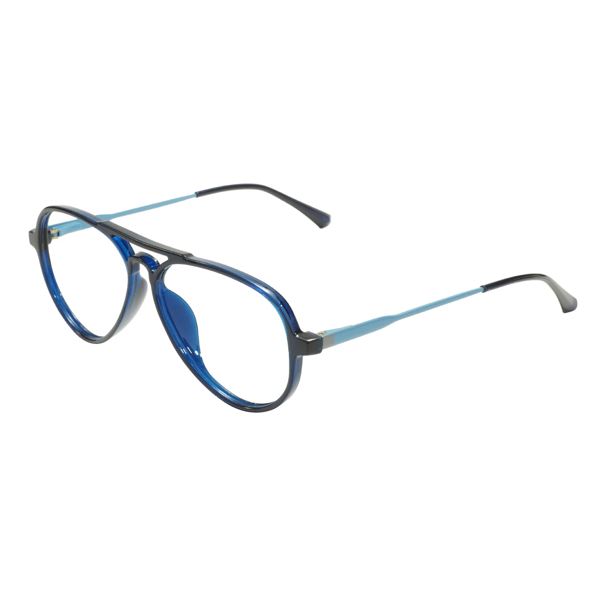 TR90 Blue Round Eyeglasses For Sight Plastic Frame With Double Bridge Light Spectacle With Spring Hinge For Prescription Lenses