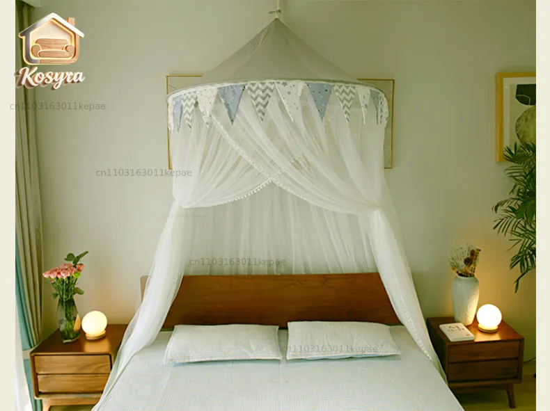 Antibacterial semi-circular mosquito net for home use new model ceiling floor-standing bed curtain ceiling with dense design