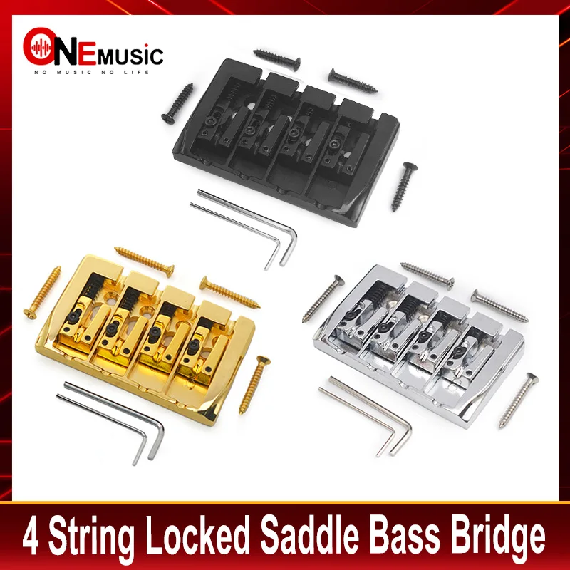 Vintage 4 String Locked Saddle Bass Bridge 92x54MM Body or Bottom Through String Spacing 19MM Bass Fixed Bridge