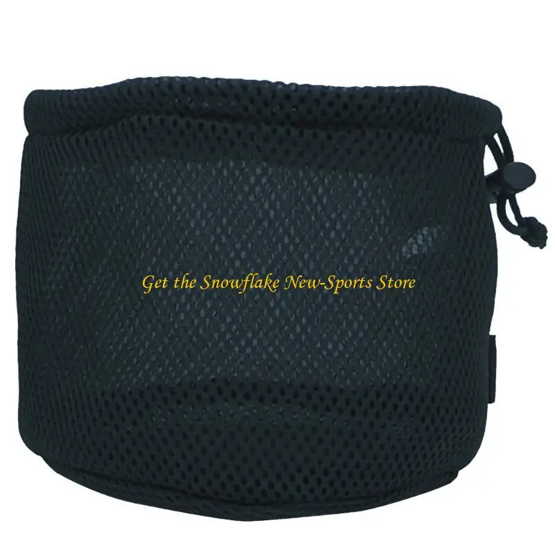 E56D Outdoor Camping Pots Storage Bag Black Nylon Mesh Bag Travel Stuff Sacks Drawstring Bag Cookware Storage