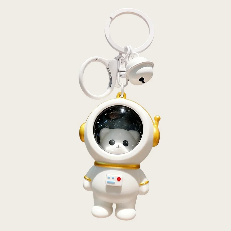 Cute Luminous Astronaut Cat Schoolbag Keychain Exquisite Interesting Jewelry Pendant Gift for Boys and Girls Daily Decoration