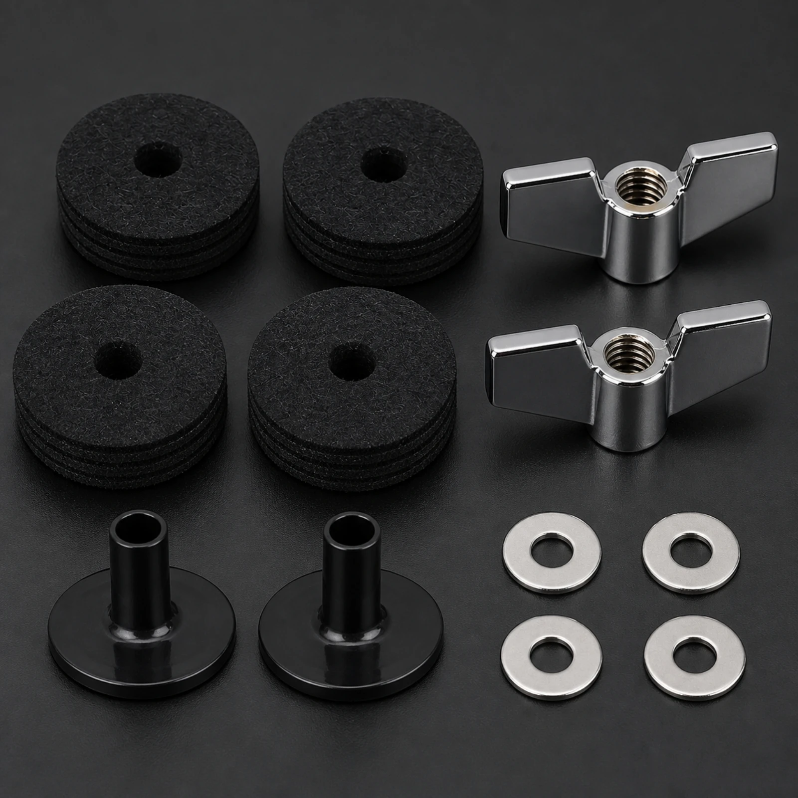 12 Pieces 12-Piece Drum Cymbal Mounting Kit Stabilizing Cymbal Felt Pad Kit with Wing Nuts and Washers Easy to Install Sturdy