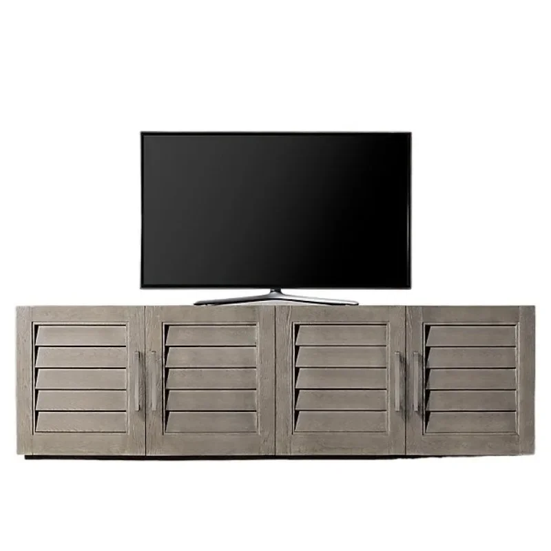 

American rural solid wood carving flower entrance cabinet, French simple European neoclassical foyer cabinet TV cabine