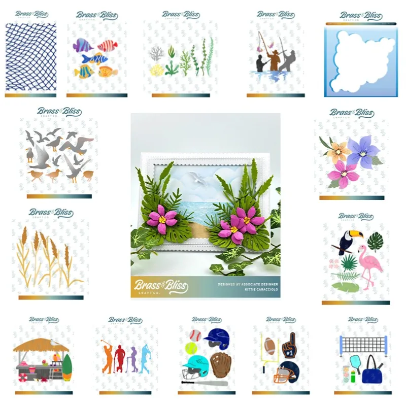 golfers farmers fish seaweed birds pickleball softball cloud Metal Cutting Die Silicone Stamps Scrapbooking Stencil Photo Album