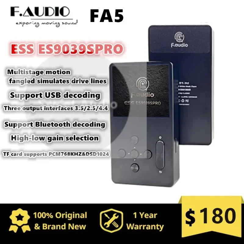 

F. Аудио FA5 MP3-плеер декодирование USB HIFI DSD Bluetooth ES9039PRO чип DAC PCM768KHz 32bit DSD1024 T3 Ks01 FA4