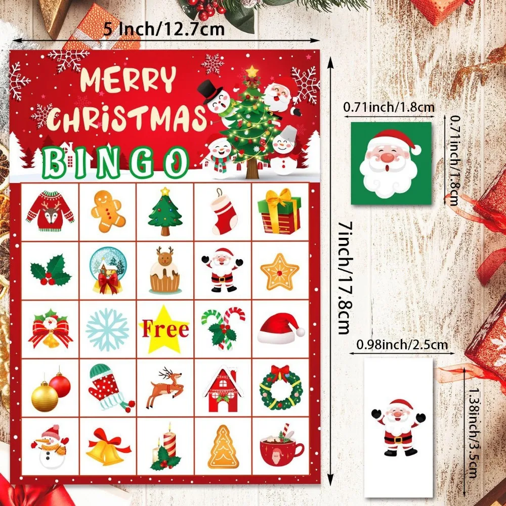Nuovo Buon Natale Carte da Bingo di Natale Gioco di società Gioco di carte Natal Navidad Capodanno 2025 Carte da gioco Bingo Regalo