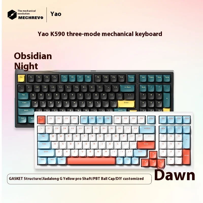 

MECHREVO K590 99 Key Tri-Mode Custom Mechanical Keyboard Wireless Bluetooth Gaming Keyboard Gasket Mount Hot-plug RGB Backlit