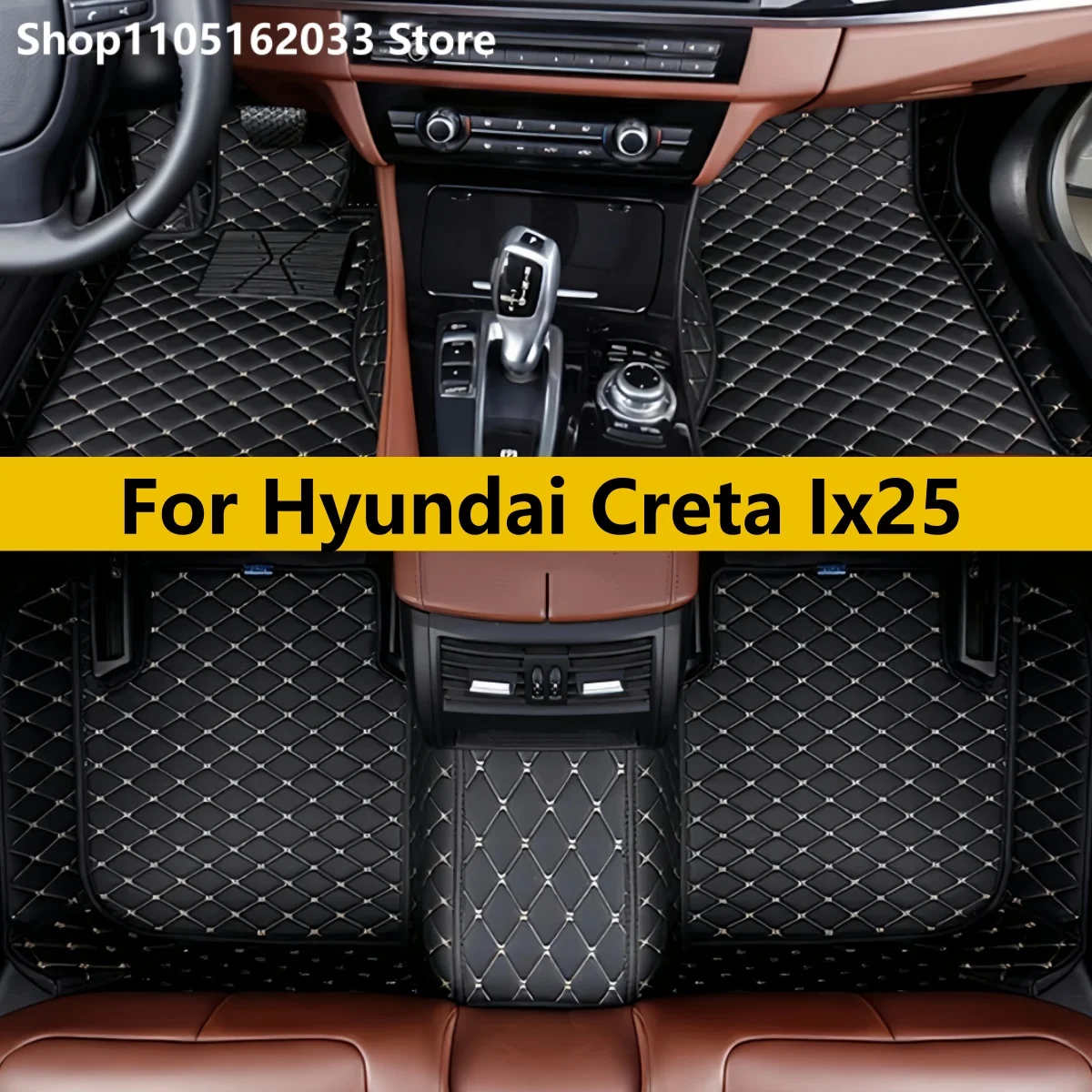 

Автомобильные коврики на заказ для Hyundai Creta Ix25 2022 2023 2024 2025, полный комплект, кожаные, всепогодные, автомобильные ковры-подушки, автоаксессуары